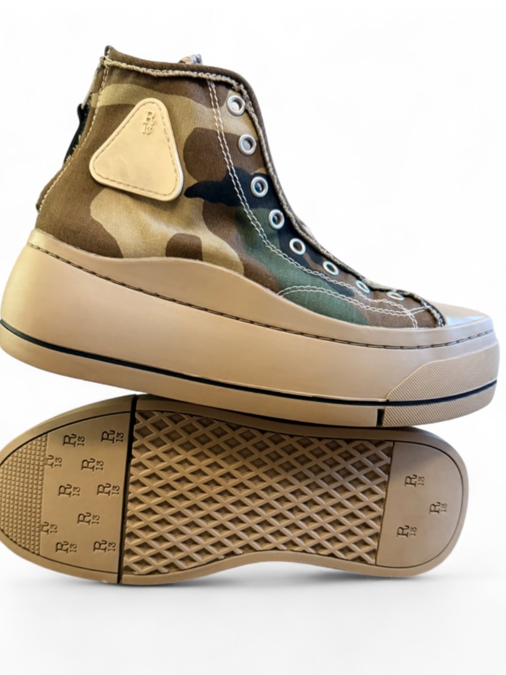 R13 Camo Platform High Top Sneakers